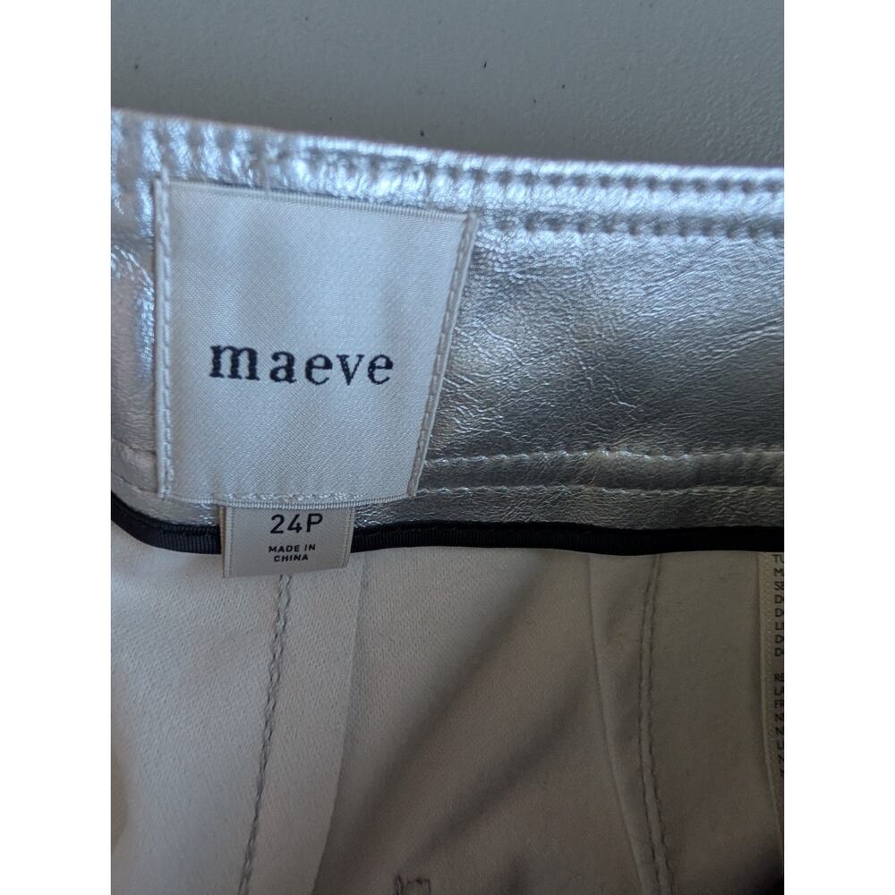 NWT Maeve The Ettie HR Crop Faux-leather Wide-Leg Pants Sz 24P Silver #7D532 - Picture 8 of 10